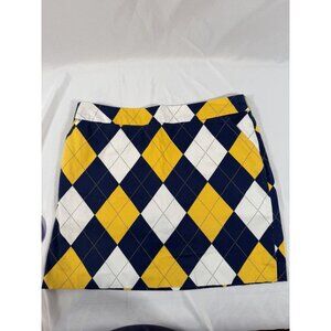 Loudmouth Ladies Golf tennis Skort/Skirt Blue & Yellow Argyle Size 10